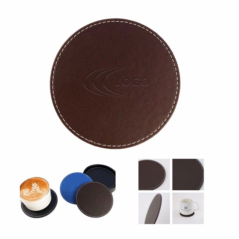Round Pu Leather Coaster