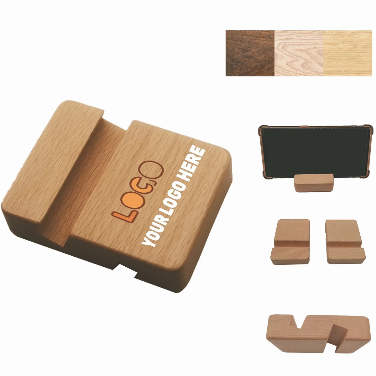 Minimalist Dual-Slot Wooden Phone Stand 1