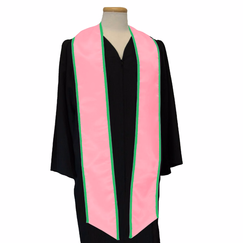 Pink 84" Graduation Stole with Kelly Green Binding