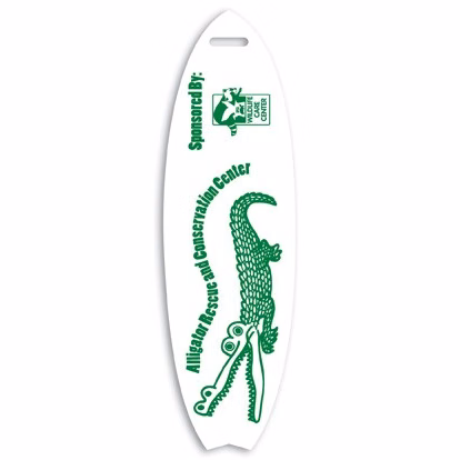 Screen Printed Poly Write-on Tag w/ Flexible Plastic Loop Strap (5.5"x1.625") Surfboard Shape