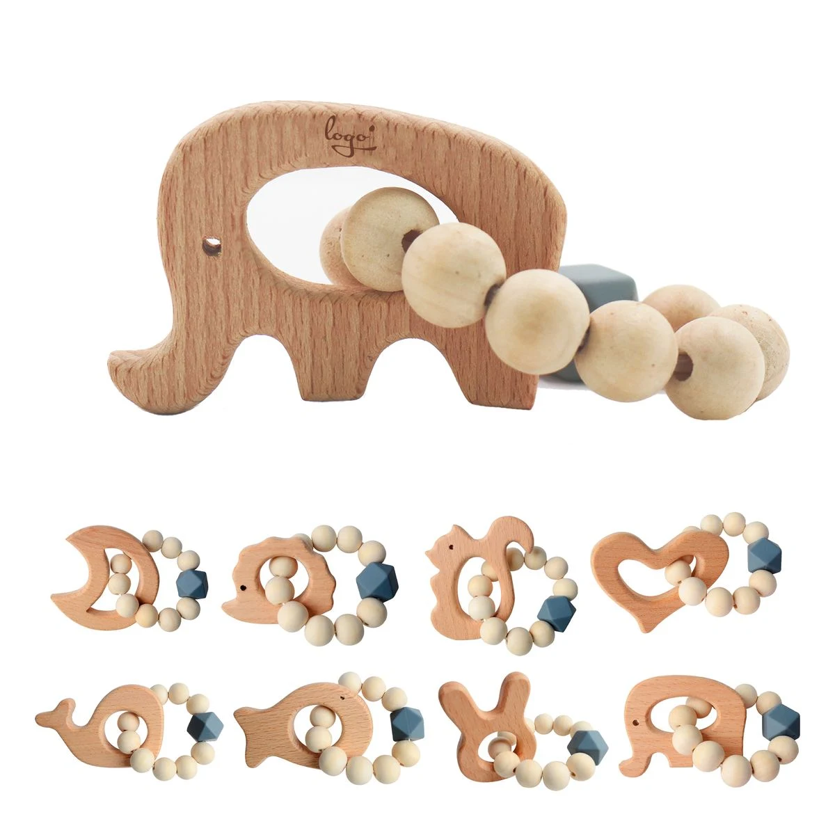Beech Wood Silicone Bead Teether 1
