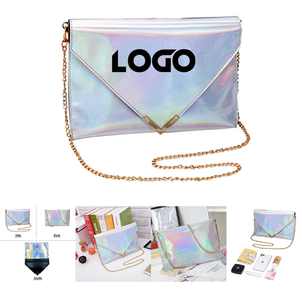 Shoulder Bag Fashion Women Holographic Envelope 1