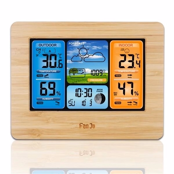 Wireless Weather Station Clock With Outdoor Sensor