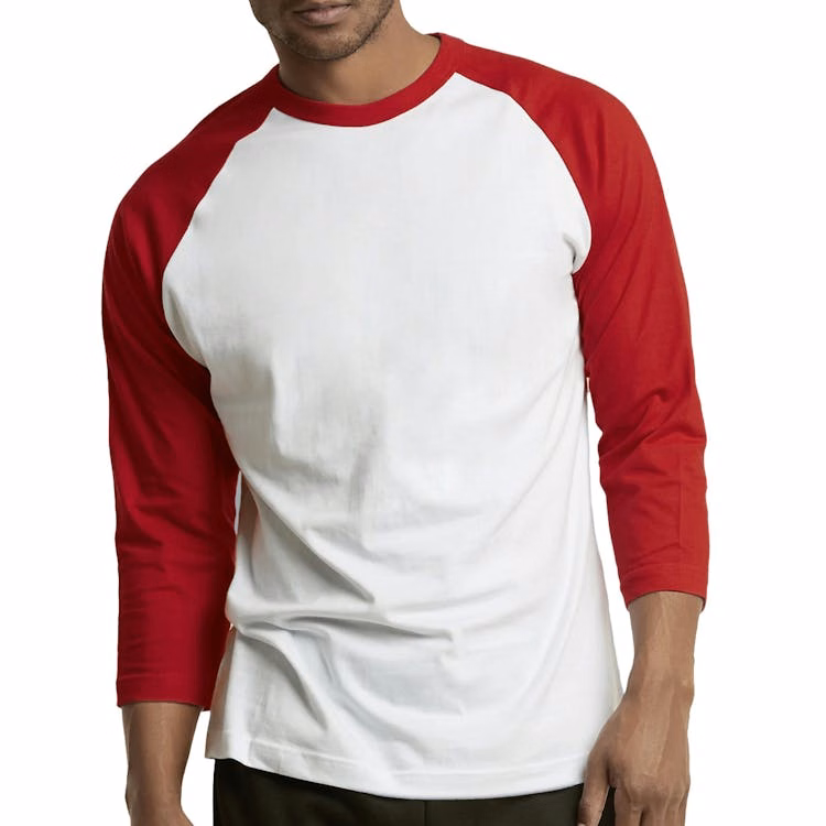 Men's 3/4 Sleeve Baseball T-Shirt - Medium Red/White