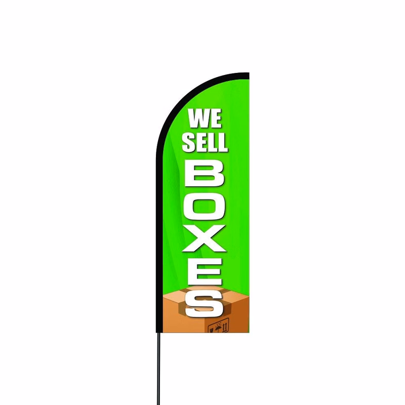 We Sell Boxes (Green) Flag Kit 14' Feet retractable banner flag Feather Flag Sign Outdoor Banner
