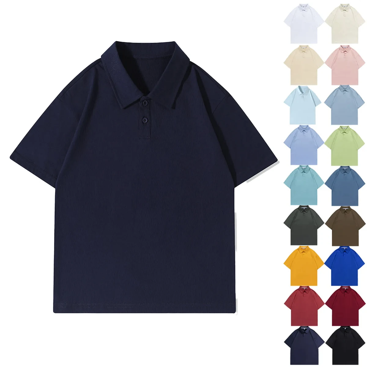 MOQ 10 Cotton Loose Fit Polo Shirt Short Sleeve 1