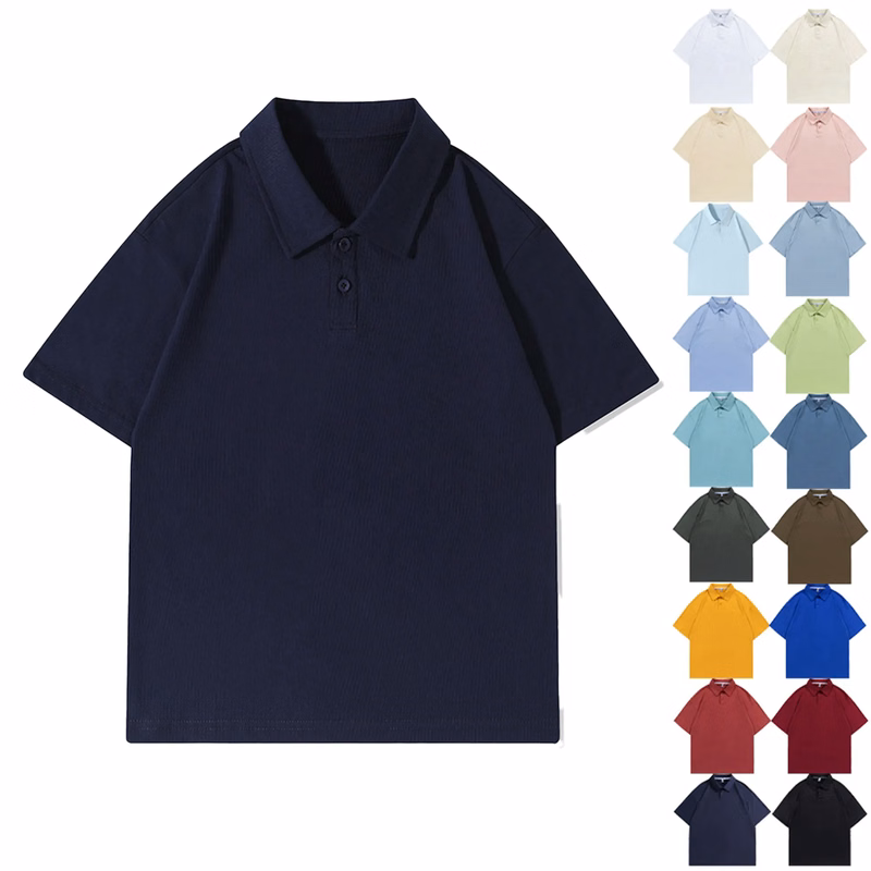 MOQ 10 Cotton Loose Fit Polo Shirt Short Sleeve