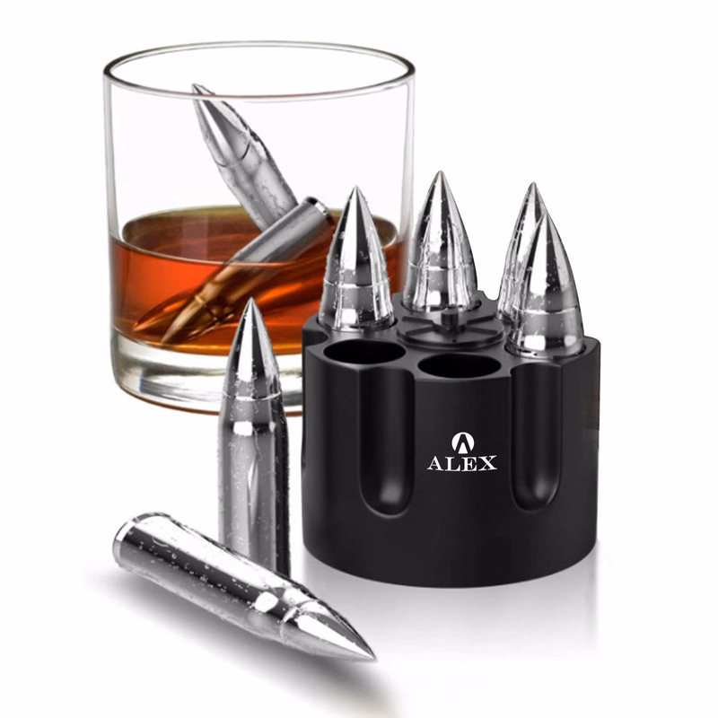 Stainless Steel Bullet Ice Cube Set For Whiskey