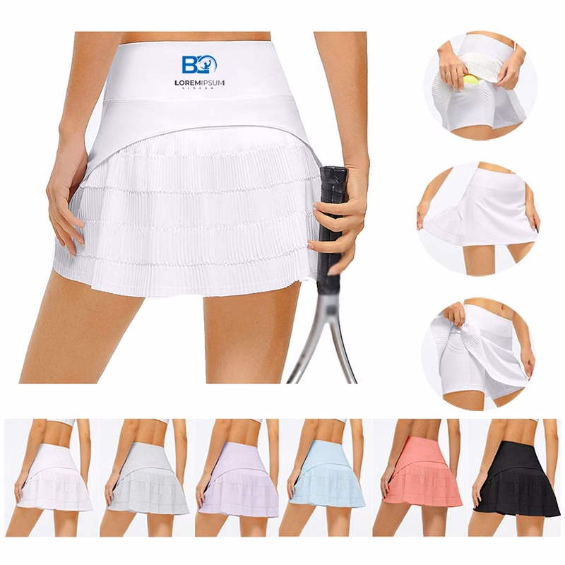 Pleated High Waist Tennis Skirt With Pocket