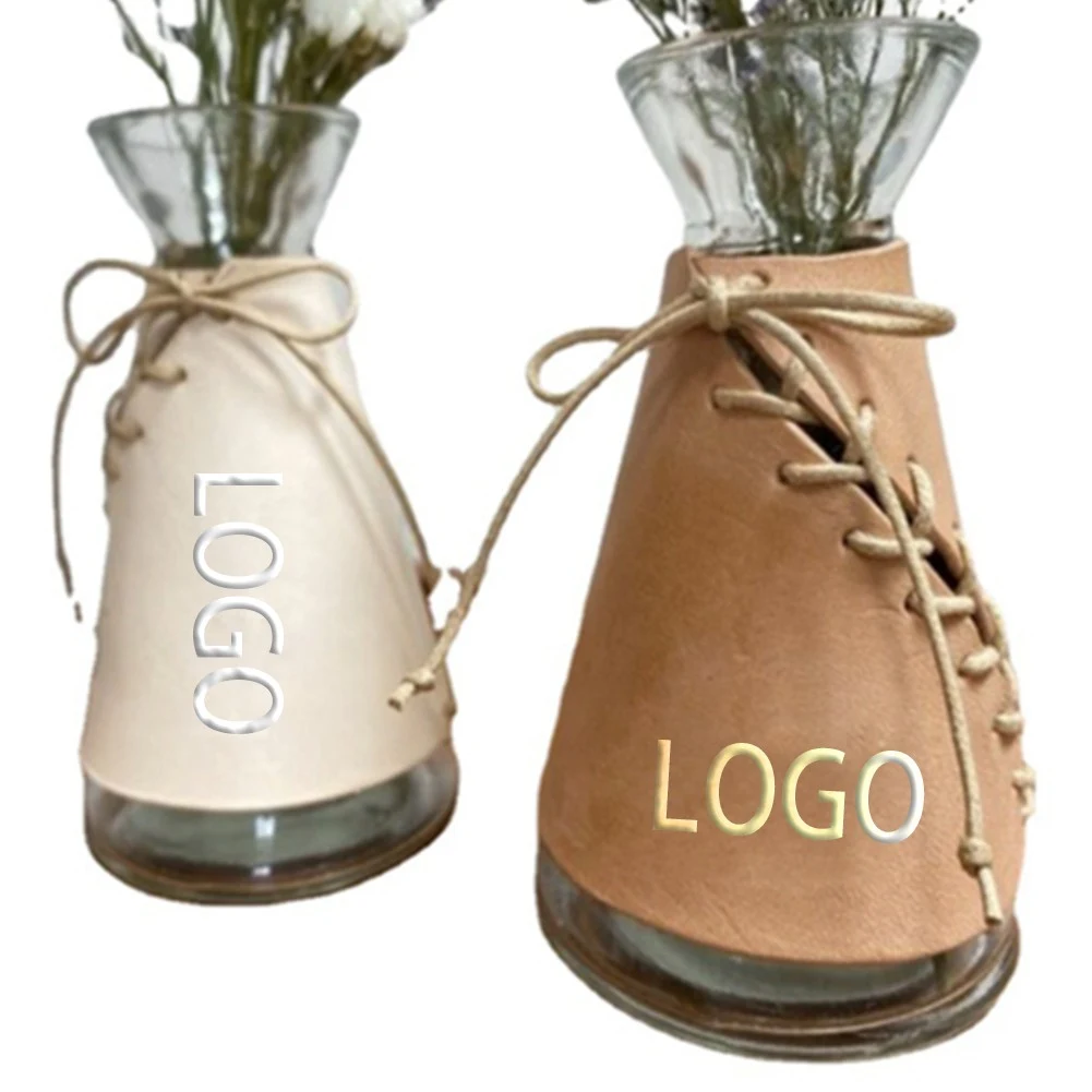 Leather Weave Flower Vase Cover Holder 1