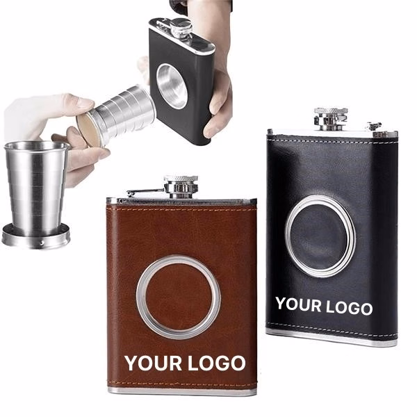 Hip Flask With Collapsible Shot Glass