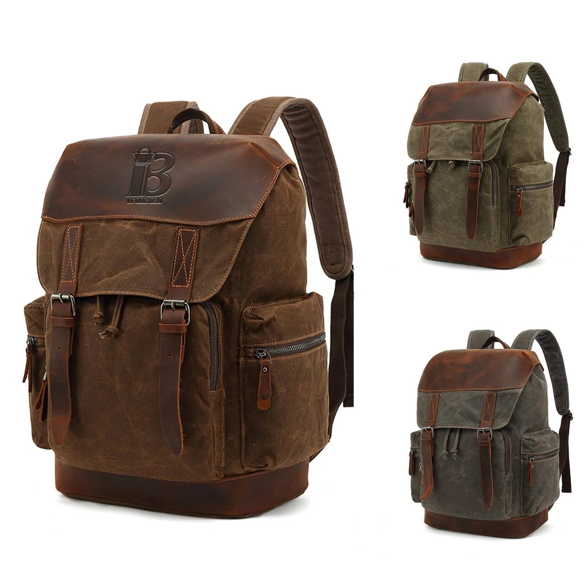 Large Vintage Canvas Backpack for Men 1
