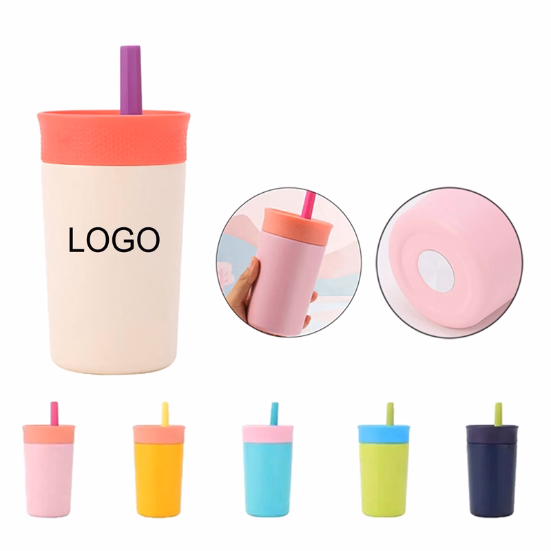 12oz Portable Stainless Steel Water Bottle With Straw