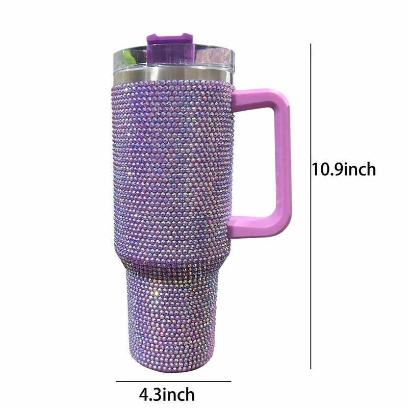40oz diamond-set thermos w/ handle