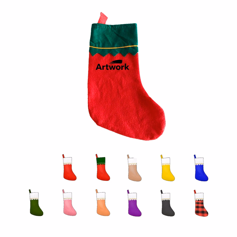 Golden Edged Santa Stocking Hanging Bag