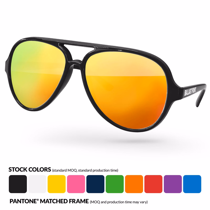 Aviator Sport Mirror Sunglasses w/ Arm Imprint