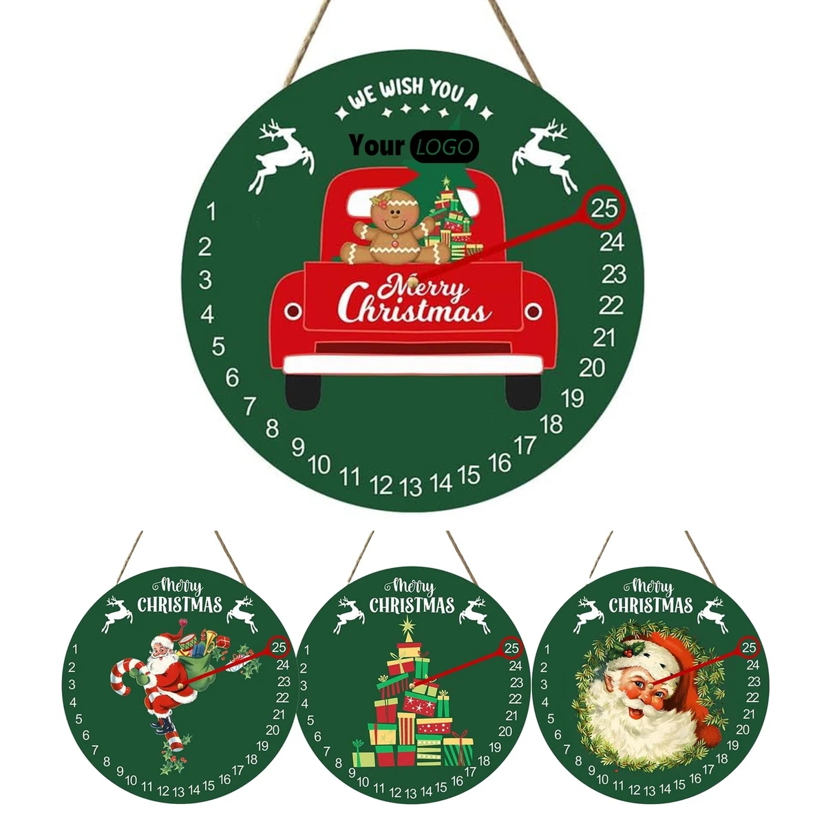 Wooden Circular Christmas Countdown Hanging Calendar 1