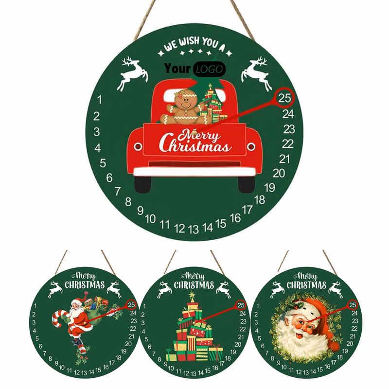 Wooden Circular Christmas Countdown Hanging Calendar