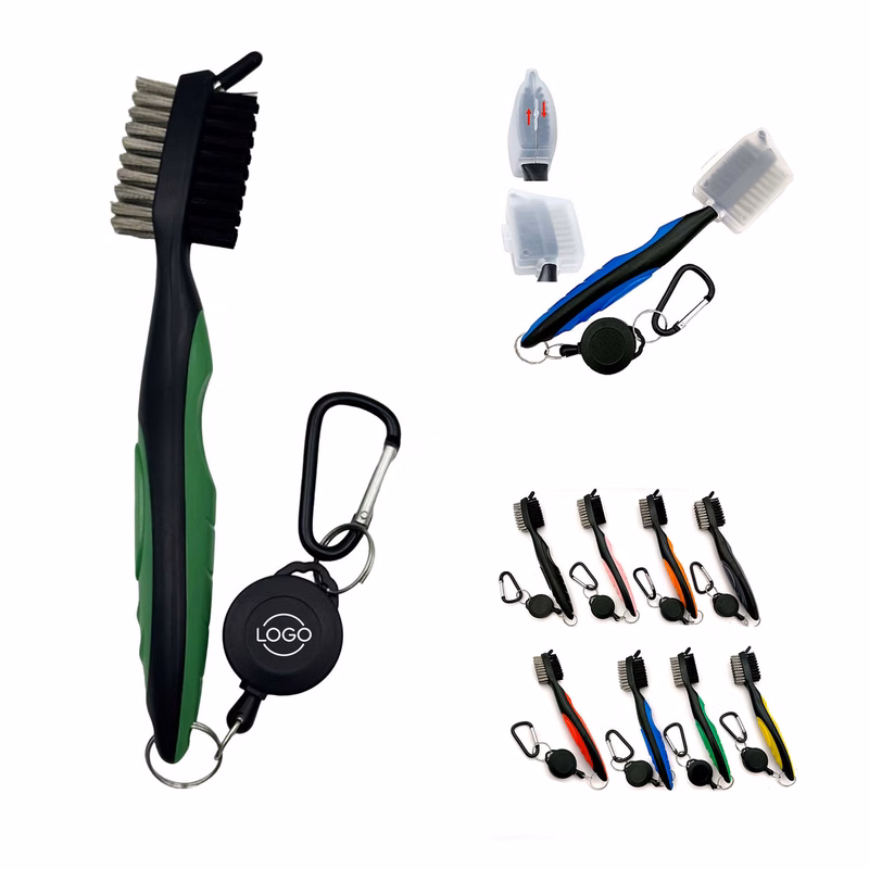 Golf Club Brush With Retractable Loop/Carabiner