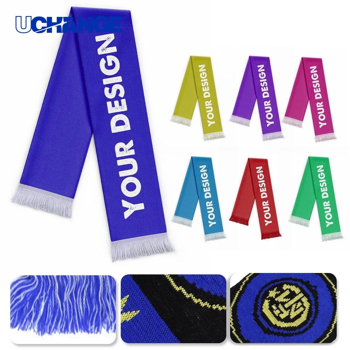 Double-Sided Knitted Soccer Scarf with Fringe 1