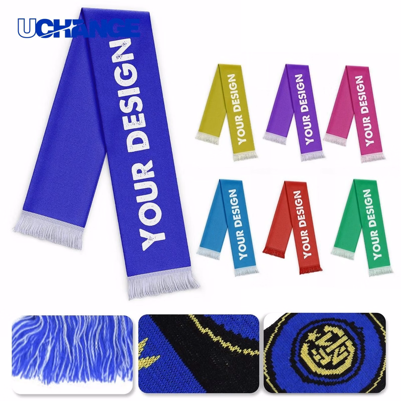 Double-Sided Knitted Soccer Scarf with Fringe