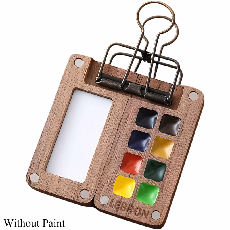 Portable Wooden Mini Watercolor Paint Set