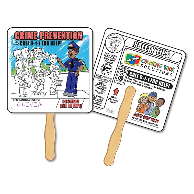 HAND FANS - Crime Prevention Coloring Hand Fan 1