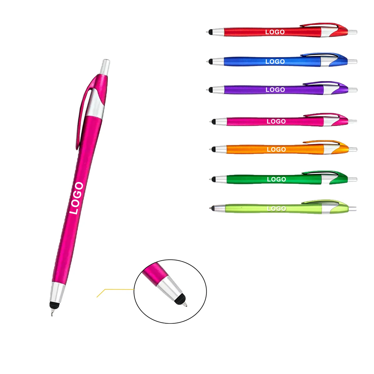 Tactile Click Style Metal Writing Stylus Pen, custom pen with logo imprint 1