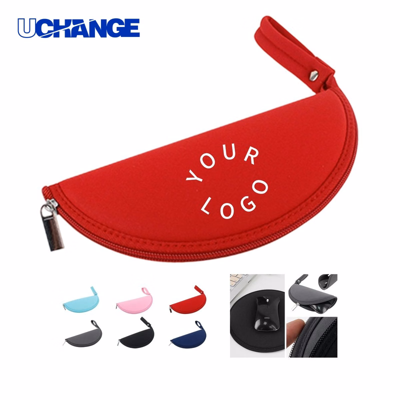 Zipper Mouse Storage Pouch Mat 7.87" Diameter