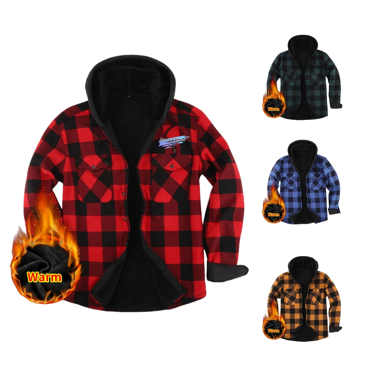 Men's Lined Flannel Jacket With Hood 1