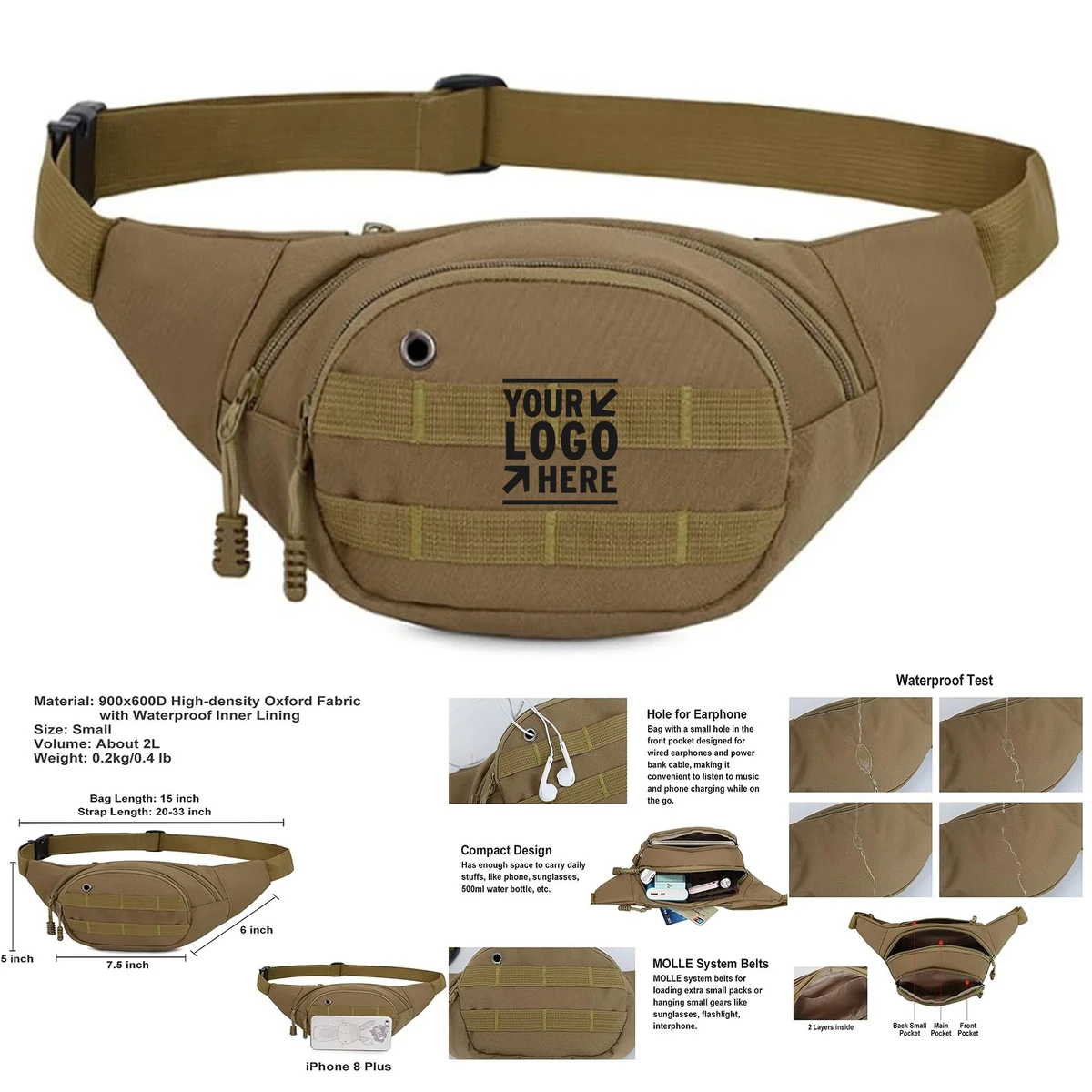 900D Nylon Oxford Water-Resistant Tactical Bag Utility Waist Pouch Outdoor EDC Fanny Pack 1