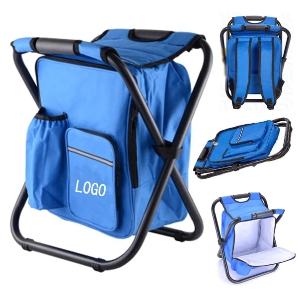 Portable Backpack Stool Cooler Bag Folding Chair 1