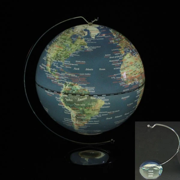 5" LED Light Up World Globe Hung on Chrome Plated Metal Round Base 1