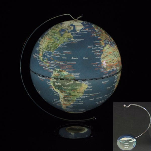 5" LED Light Up World Globe Hung on Chrome Plated Metal Round Base