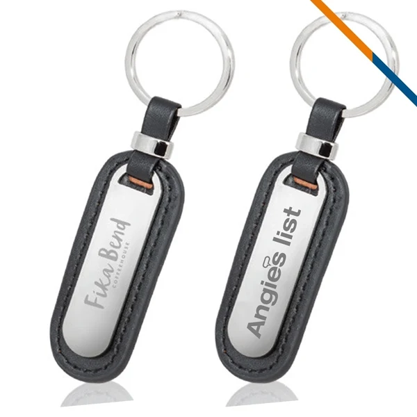 Custom PU Leather Keychain with Engraved Metal Plate — Sophisticated Brand Statement 1