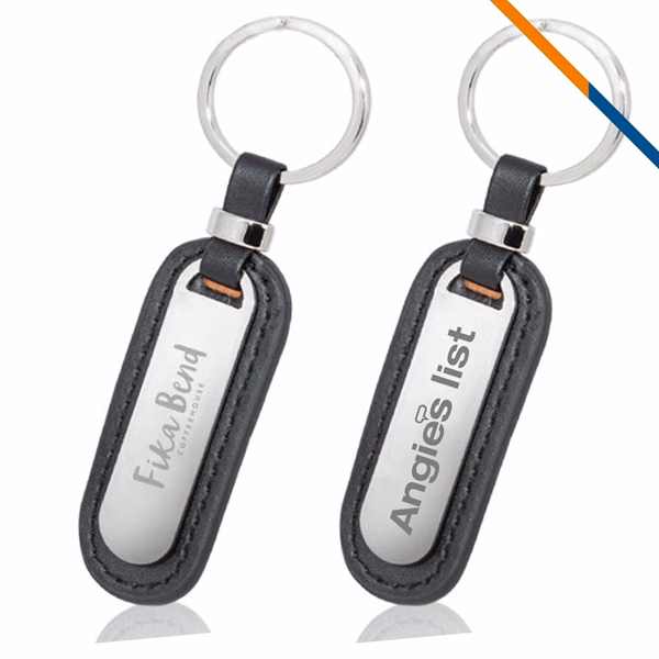 Custom PU Leather Keychain with Engraved Metal Plate — Sophisticated Brand Statement
