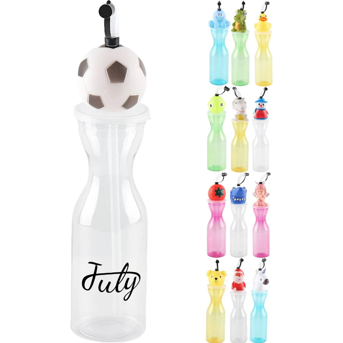 15oz Cartoon Disposable Plastic Cup w/ Straw 1