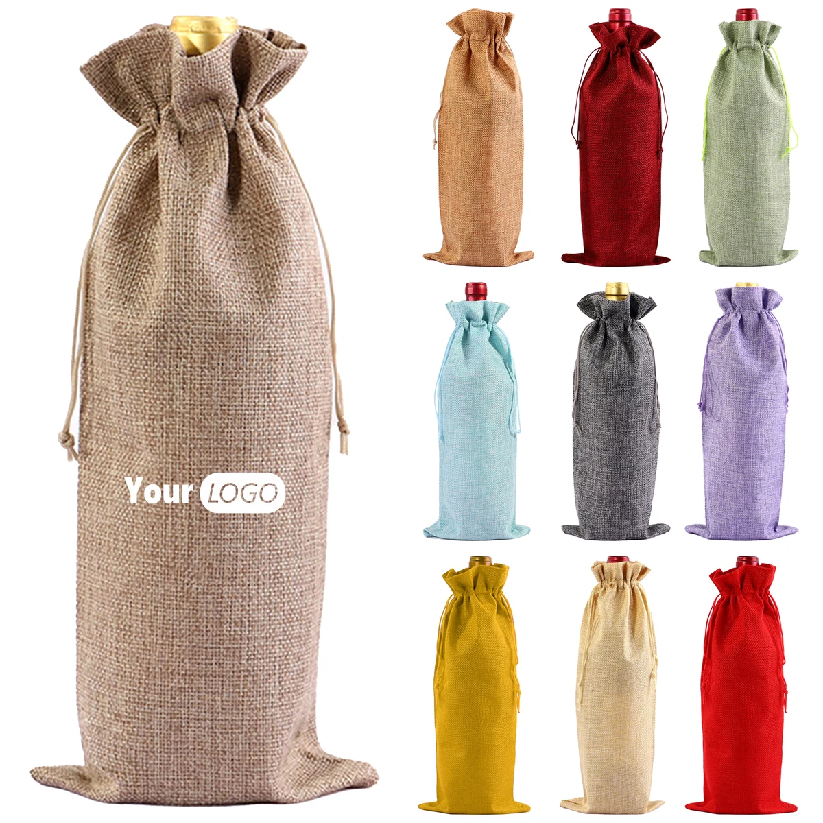 Jute Drawstring Drawstring Red Wine Bag 1