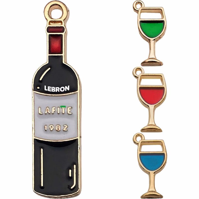 Wine Glass Enamel Metal Charm