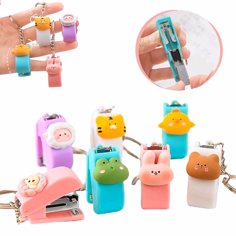Portable Cartoon Mini Stapler With Keychain