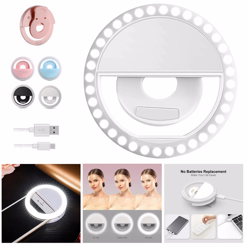 LED Selfie Light Ring Rechargeable With Cable