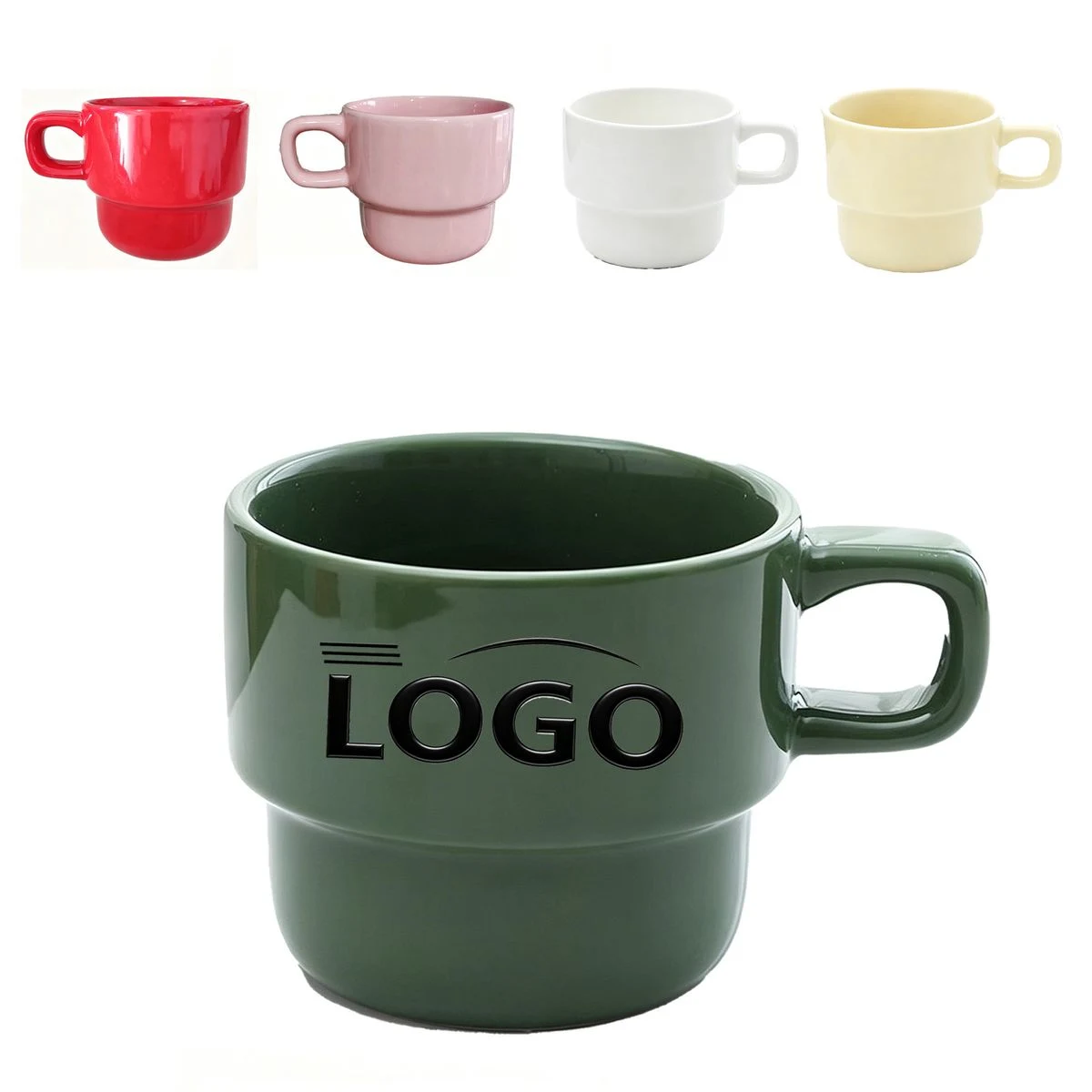 9 OZ Stackable Ceramic Mug with Custom Logo 1