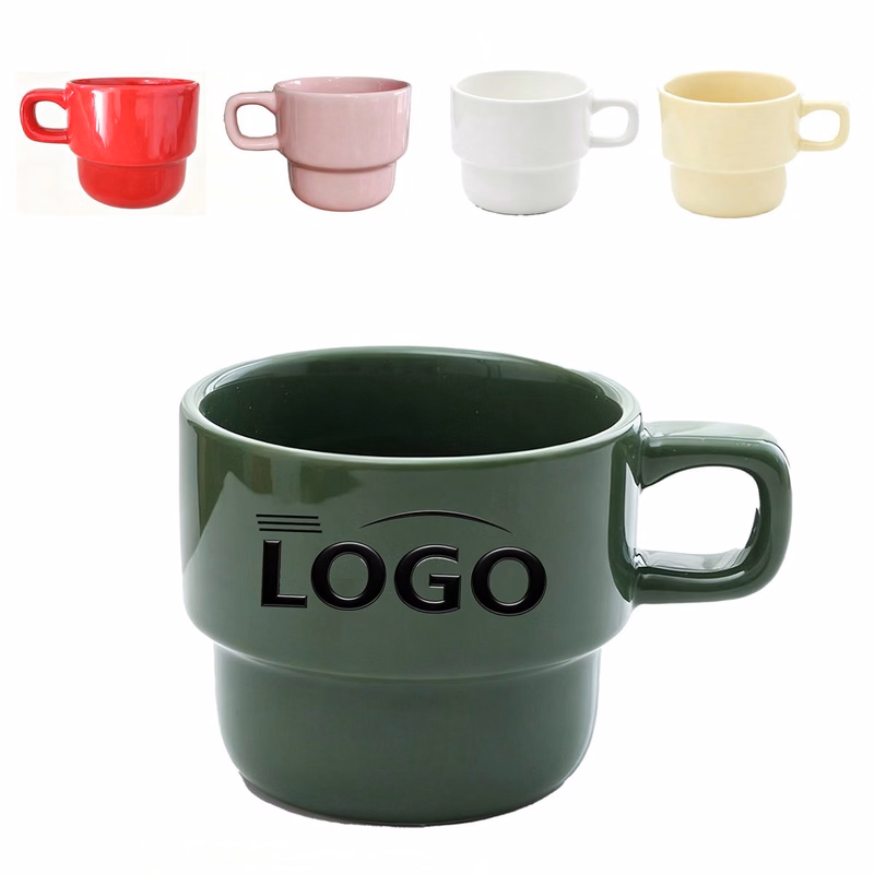 9 OZ Stackable Ceramic Mug with Custom Logo
