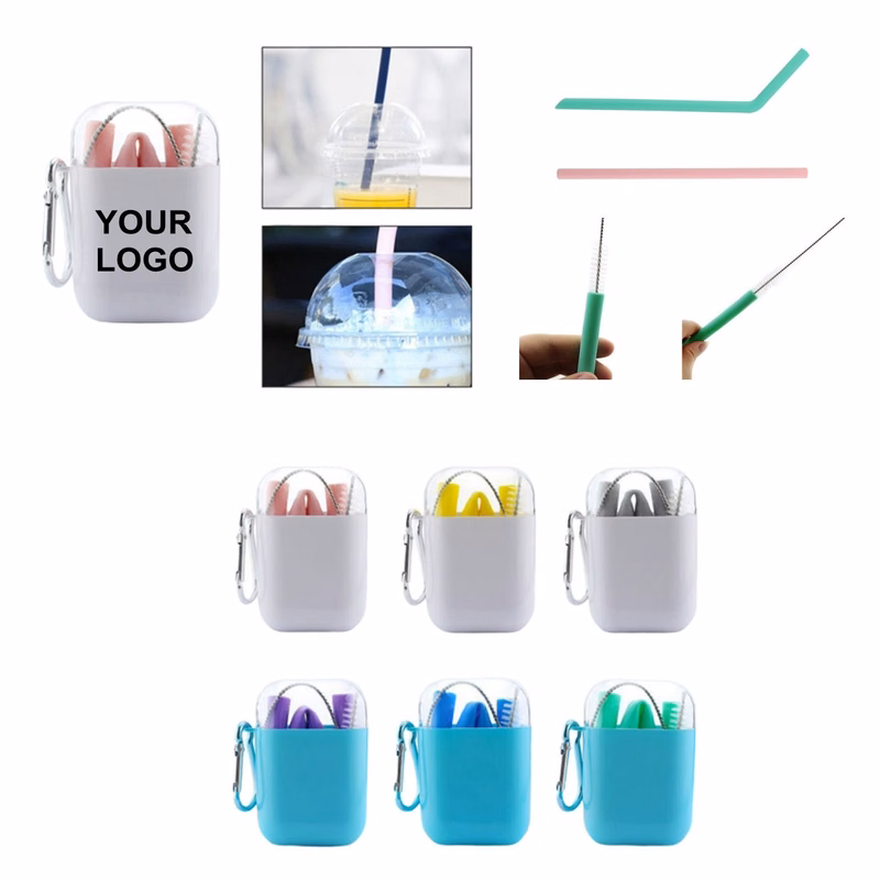 Collapsible Food-Grade Silicone Drinking Straws Set