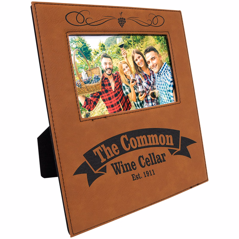 4" x 6" Rawhide Leatherette Photo Frame with 4 1/4" x 7 7/8" Engraving Area