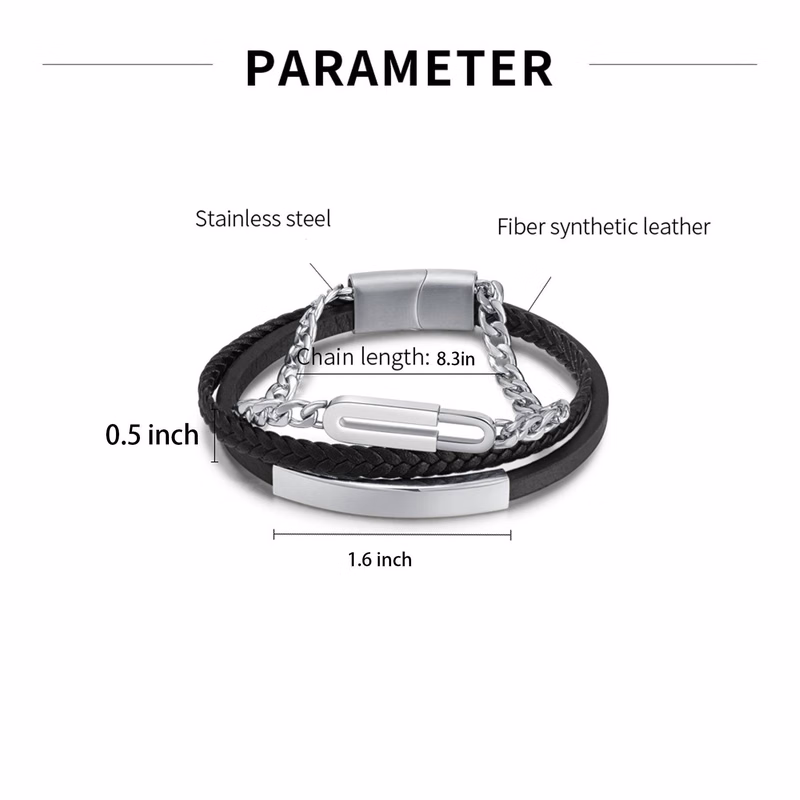 Multi layer woven leather bracelet