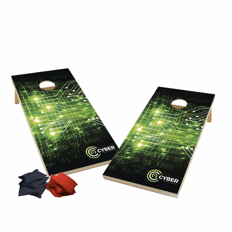 Wood Cornhole, 4 Black & Red Bean Bags