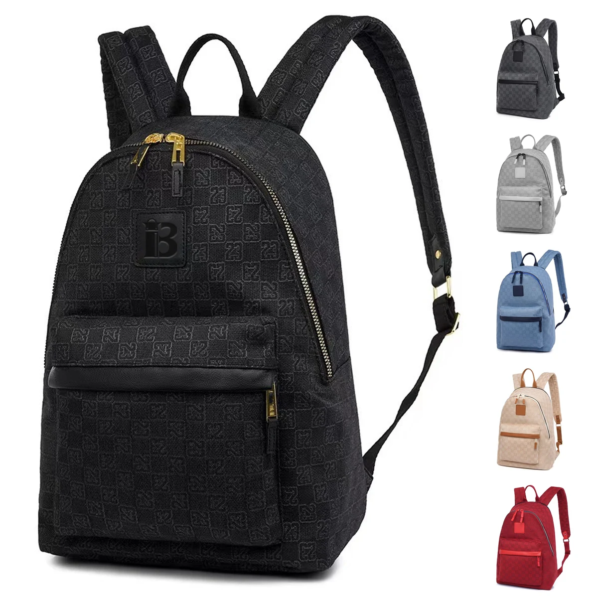 Checkerboard Print Polyester Laptop Backpack 1