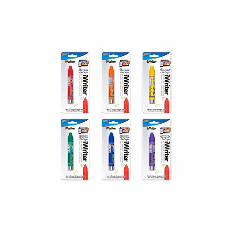 iWriter Crayon-shaped Stylus & Pen - Single Black Ink 6 Color Barrels