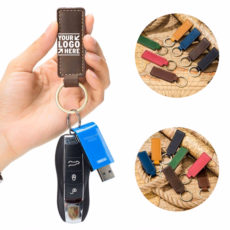 Leather Keychain Key Ring Clip
